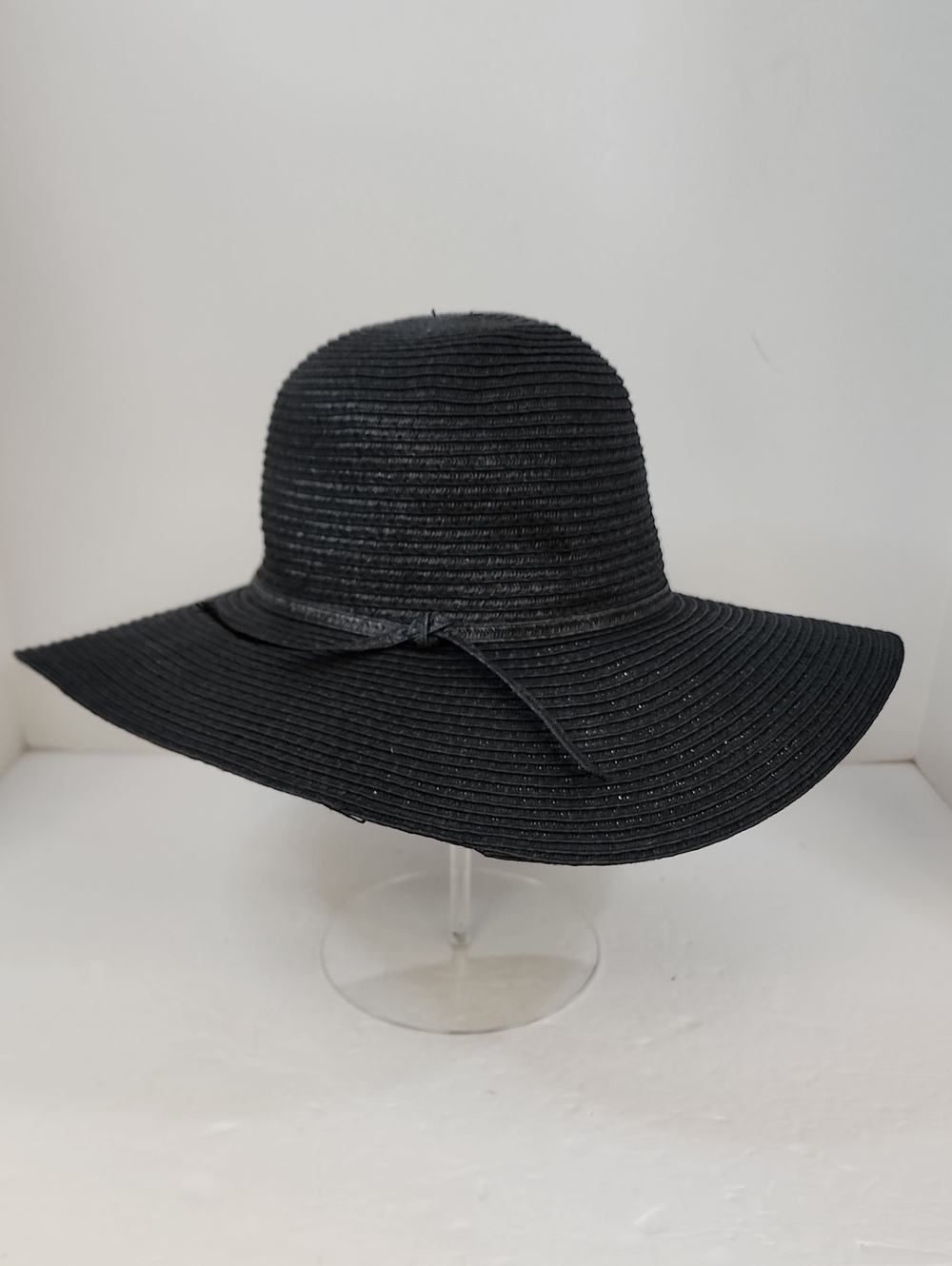 Time and Tru Black Wide Brim Floppy Sun Hat One Size